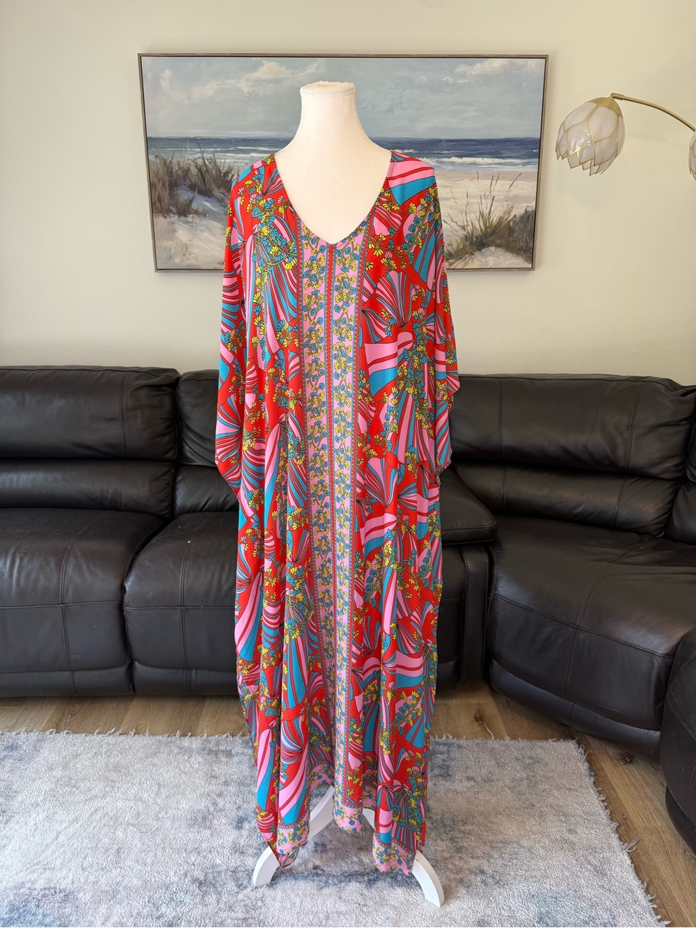 Show Me Your Mumu Hana TruMu Positano Paisley Caftan Cover Up Maxi Dress Boho OS